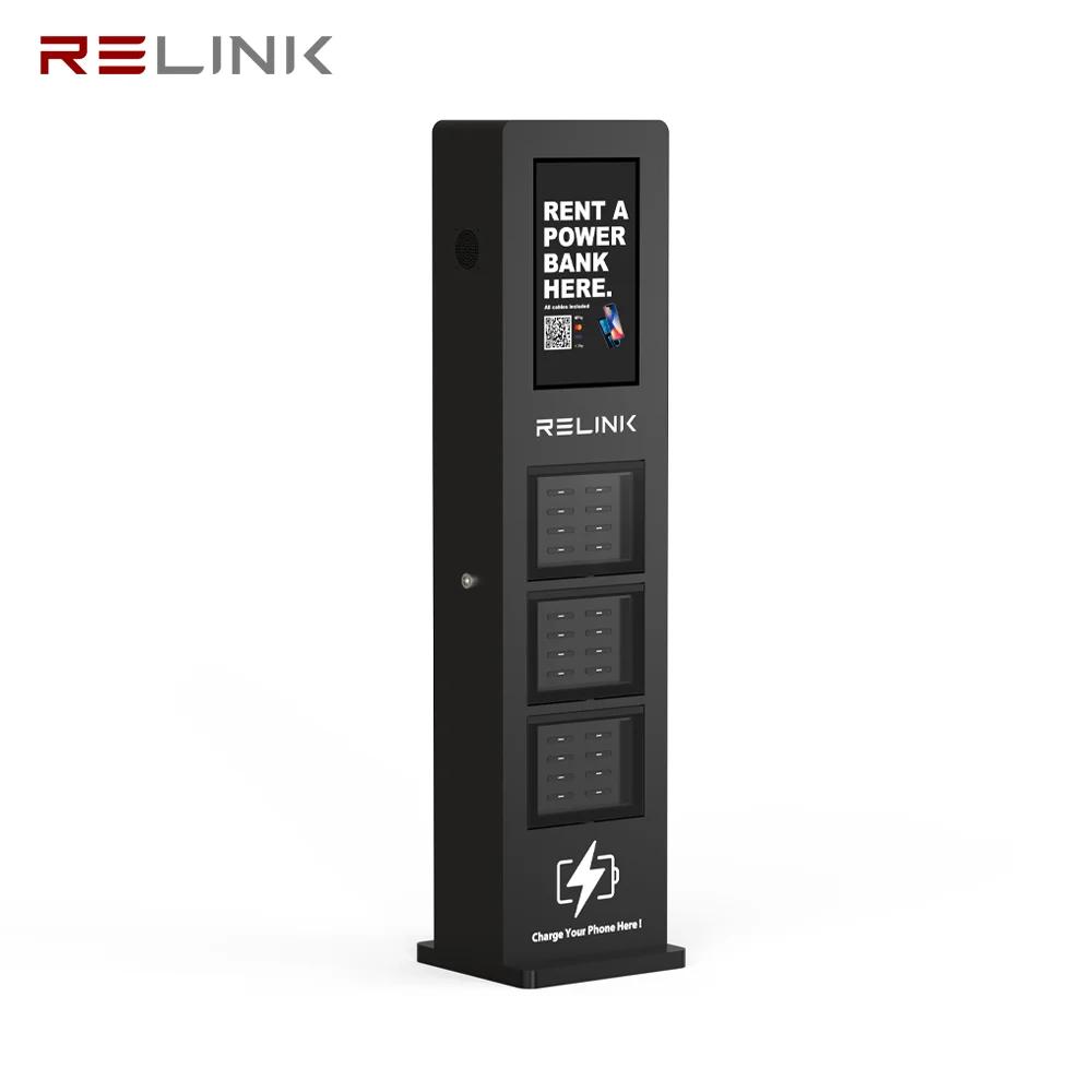 Power Bank Sharing Station Rental Kiosk IP55 Waterproof 4mm Tempered Glass Phone Charging Station for Outdoor Use