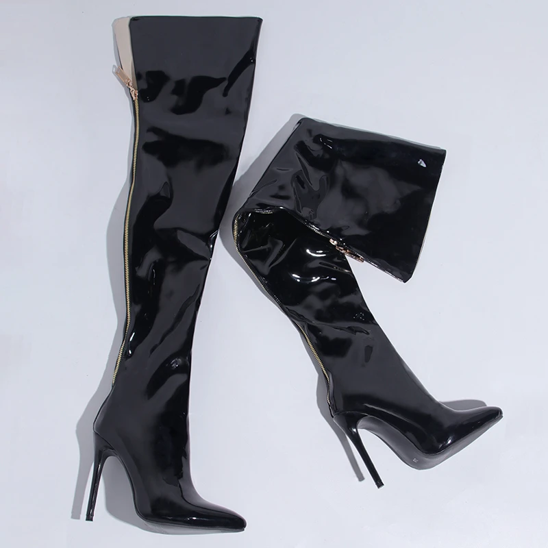 Sexy High Heels Women Boots Red Over The Knee Boots Winter Female Back Zip Pointed Toe Big Size Shoes Botas Mujer Invierno 2023