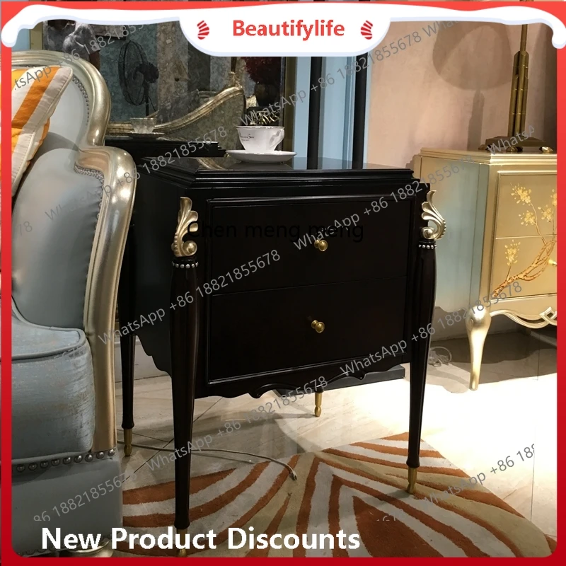 

European solid wood carving flower corner a few neoclassical light luxury sofa edge a few modern American style H