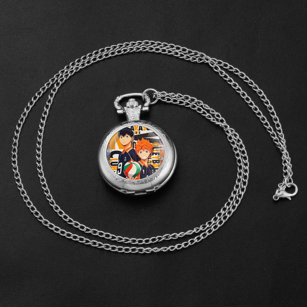 Anime classico Haikyuu!! Set regalo orologio da tasca al quarzo di Design con catena durevole e quadrante con numeri arabi regalo senza tempo per uomo