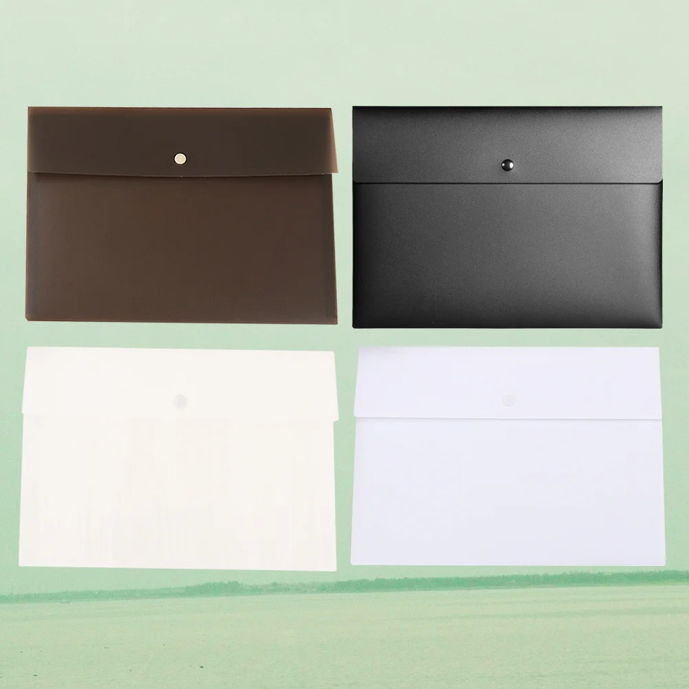 4pcs Pp Document Bag File Folder Transparent Portfolio Set Practical Portfolio Set School Office Home File Storage Bag