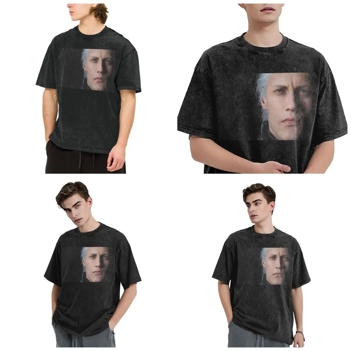 Streetwear T-Shirts Devil May Cry 5 - Vergil Poster Washed T Shirt Short Sleeve Hip Hop T-Shirt Tops Tees for Men Women