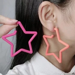 Rainbow Color Simple Hoop Earring For Women Fashion Exaggerate Star Earrings Geometric Plastic Hoops Statement Earring Wholesale