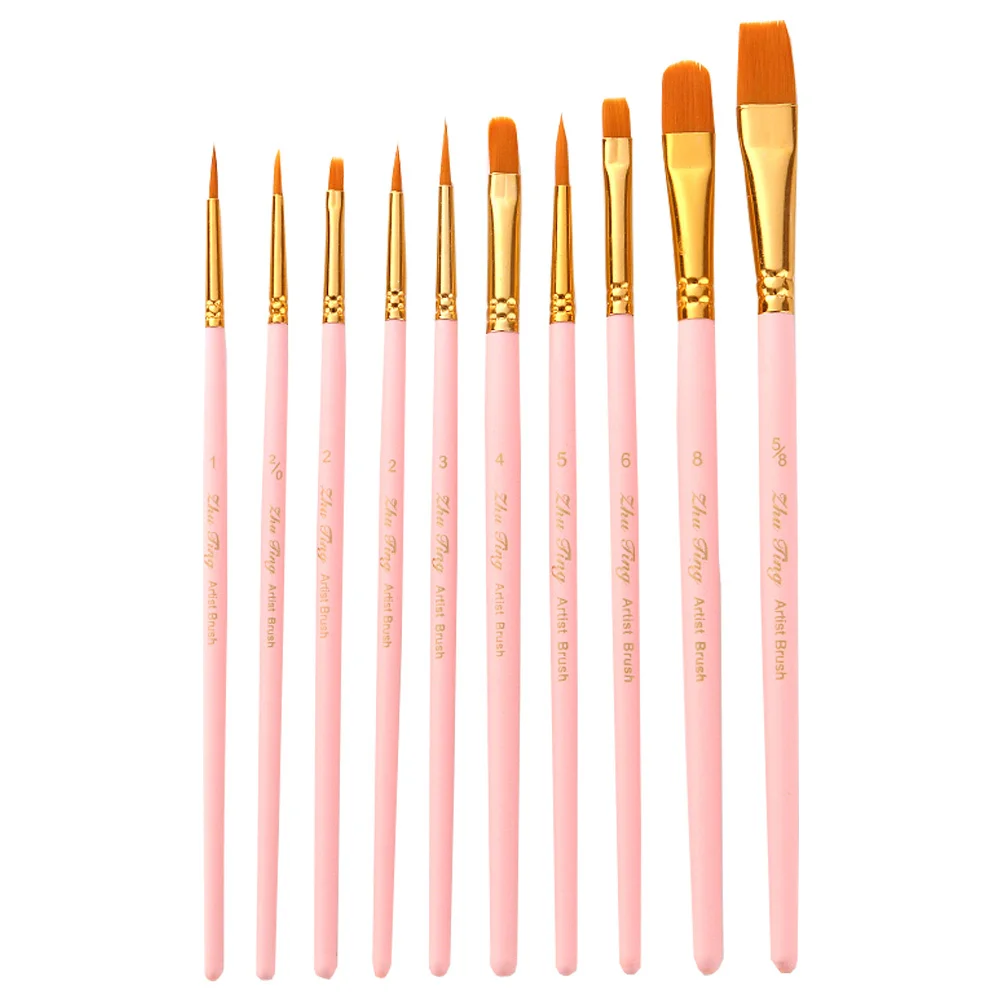 10 قطع من مجموعات الرسم الفنية بألوان مائية وزيت الغواش والصوف والنايلون الفاخر وأنبوب نحاسي متين أنيق وجميل وشكل بسيط