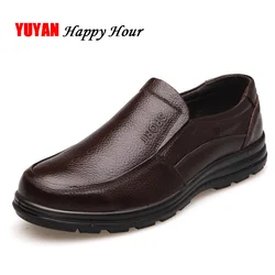 Zapatos de piel auténtica para hombre, calzado antideslizante de suela gruesa, zapatos casuales a la moda, mocasines de cuero de vaca de alta calidad, K059