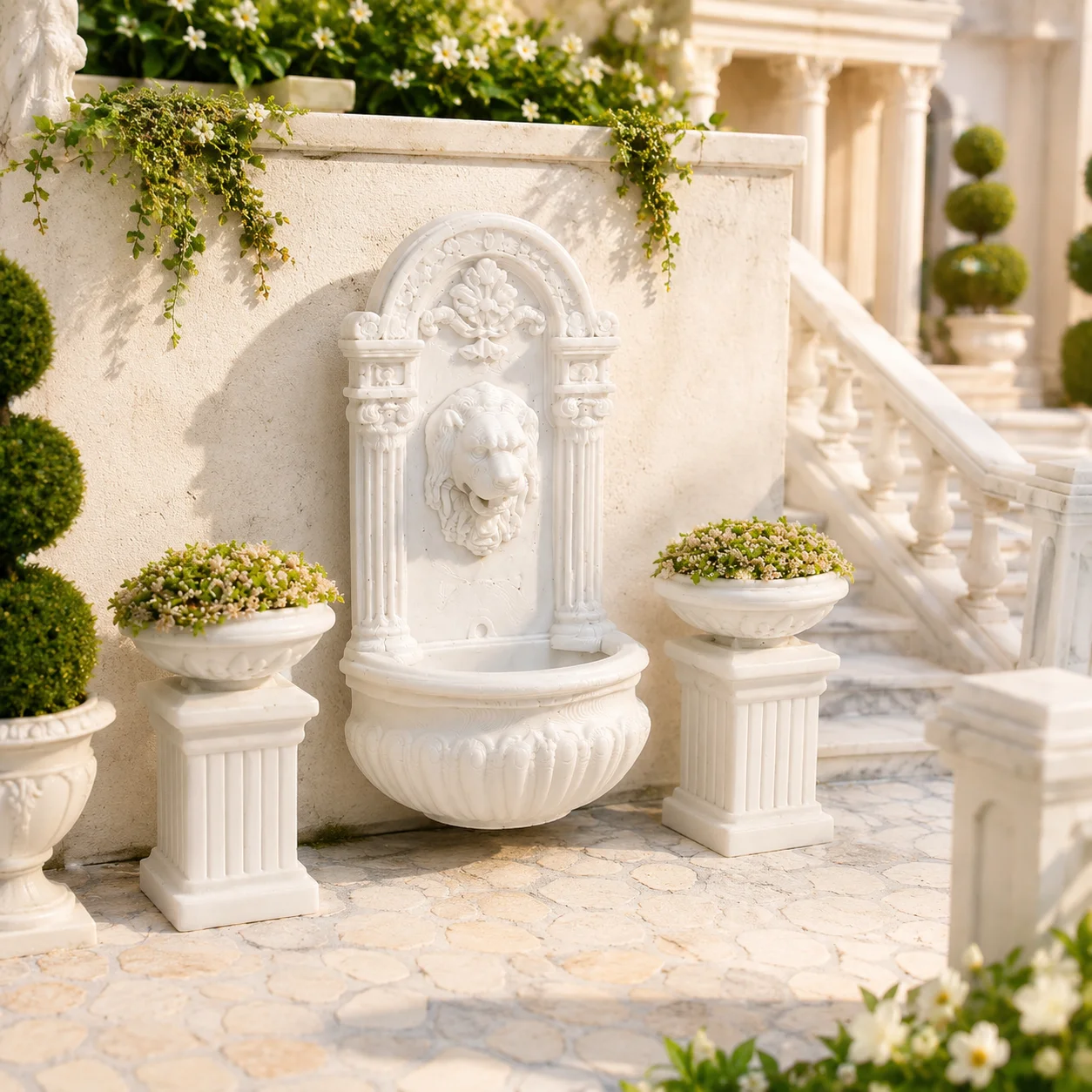 Mini Lion Fountain Roman Column, Sand Table Architectural Landscaping, Photo Decoration Props image 4