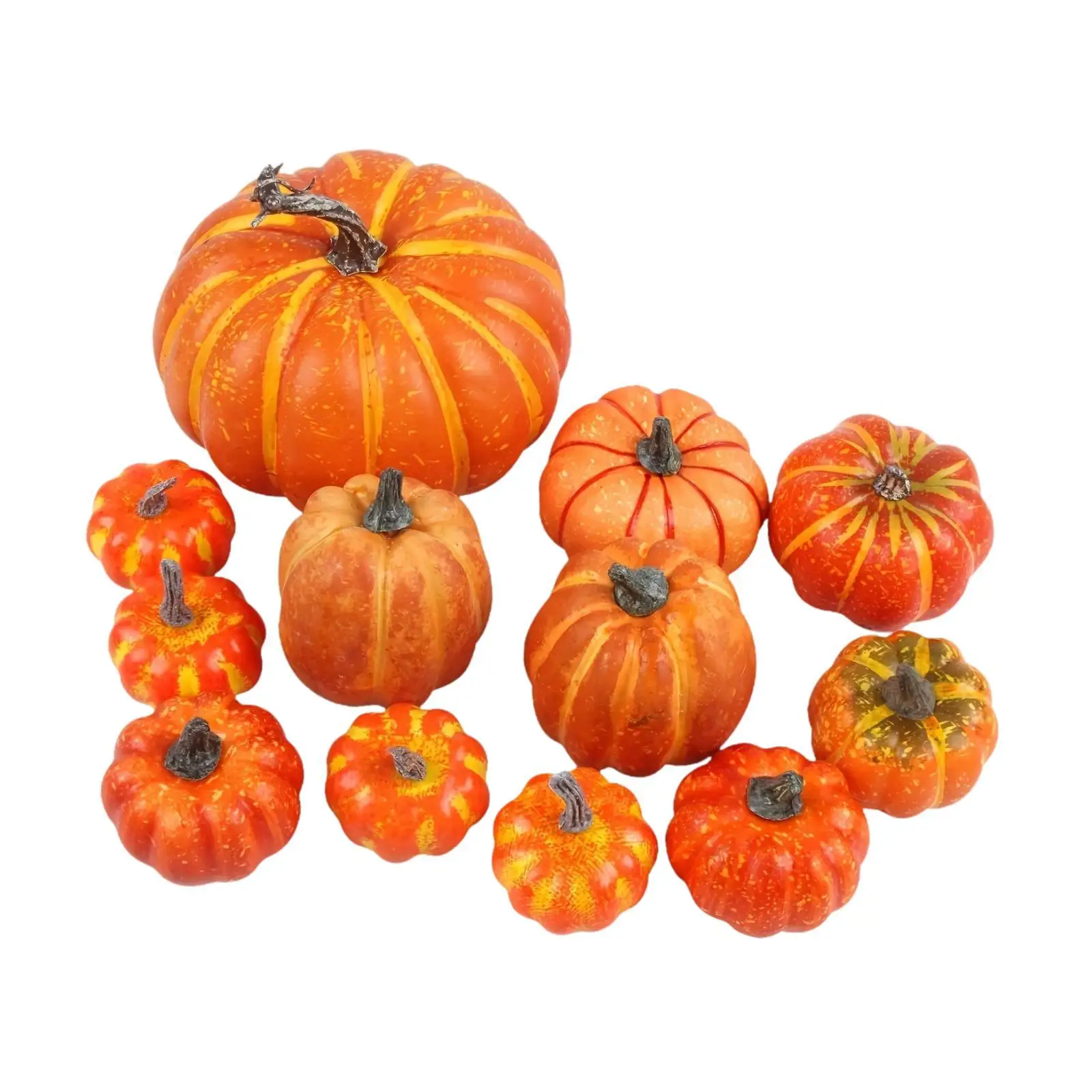 12Pcs Artificial Pumpkins Orange Crafts Home Decorations Photography Props Foam Pumpkins for Farmhouse Fall Thanksgiving Kitchen