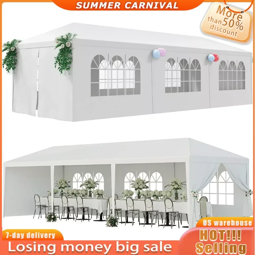 

10'x20' Outdoor Canopy Tent Camping Gazebo Storage Shelter Pavilion Cater for Party Wedding Events BBQ w/4 Removable Enclosure