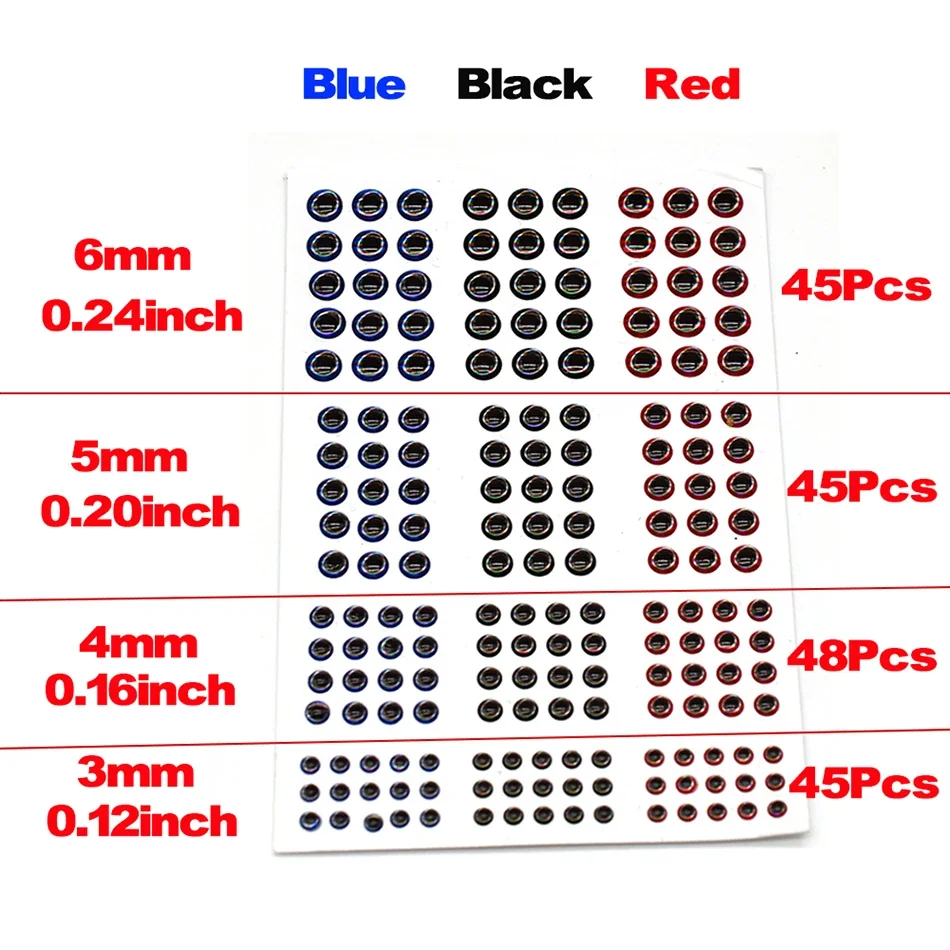 MNFT Mixed 183 Stück 3 mm 4 mm 5 mm 6 mm 3D holografische Angelköder Auge Fliegenbinden Köder Köderherstellung – Detail 6