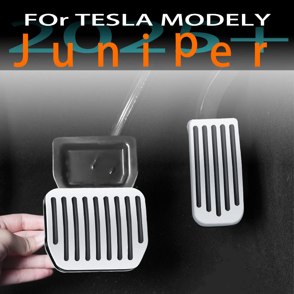 For New Tesla Model Y Launch 2025+ Juniper 2025 Foot Pedals Cover Accesories Non-Slip PC Alloy + ABS Accelerator Gas Fuel Brake