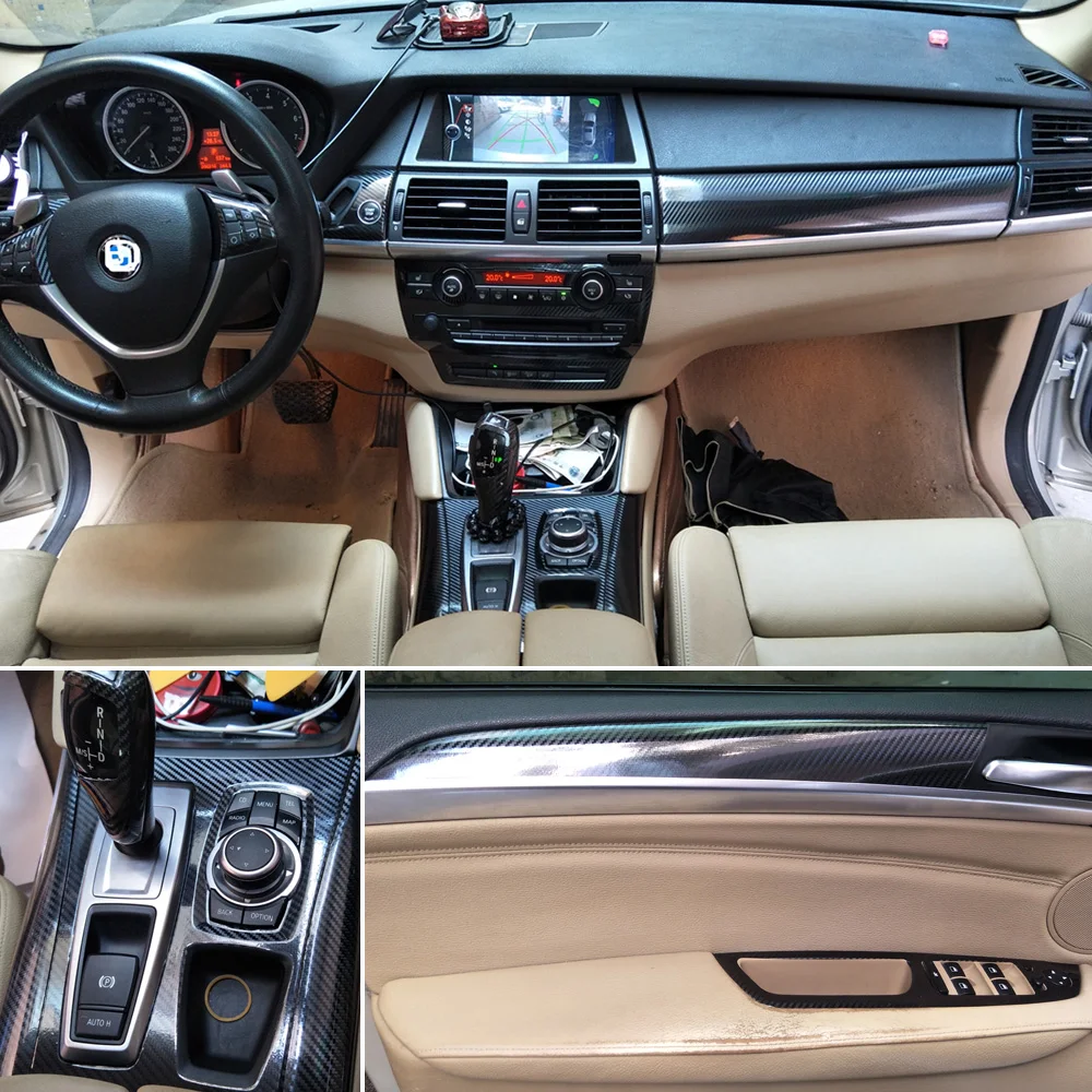 Für BMW X5 E70/X6 E71 2007-2014 Innenraum Mittelkonsole Türgriff Carbonfaser-Aufkleber Auto-Styling Zubehör – Detail 8