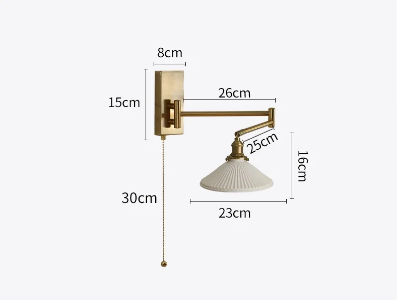 IWHD Nordic Modern LED Wall Sconce Left Right Rotate Pull Chain Switch Bedroom Restaurant Bar Beside Lamp Ceramic Stair Light