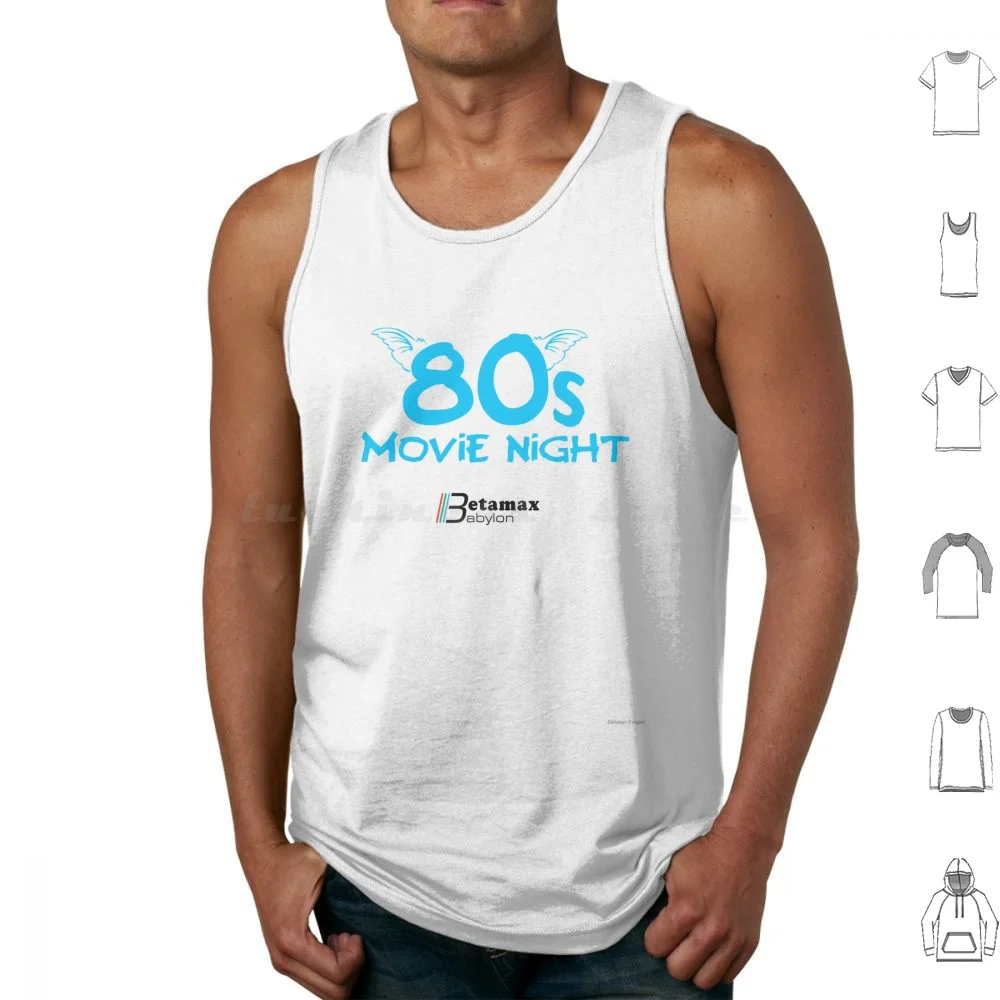 80s Movie Night-Monster Film Logo Tank Tops Vest Sleeveless 80s Movies Retro Cinema Monster Film Betamax Babylon Nostalgia