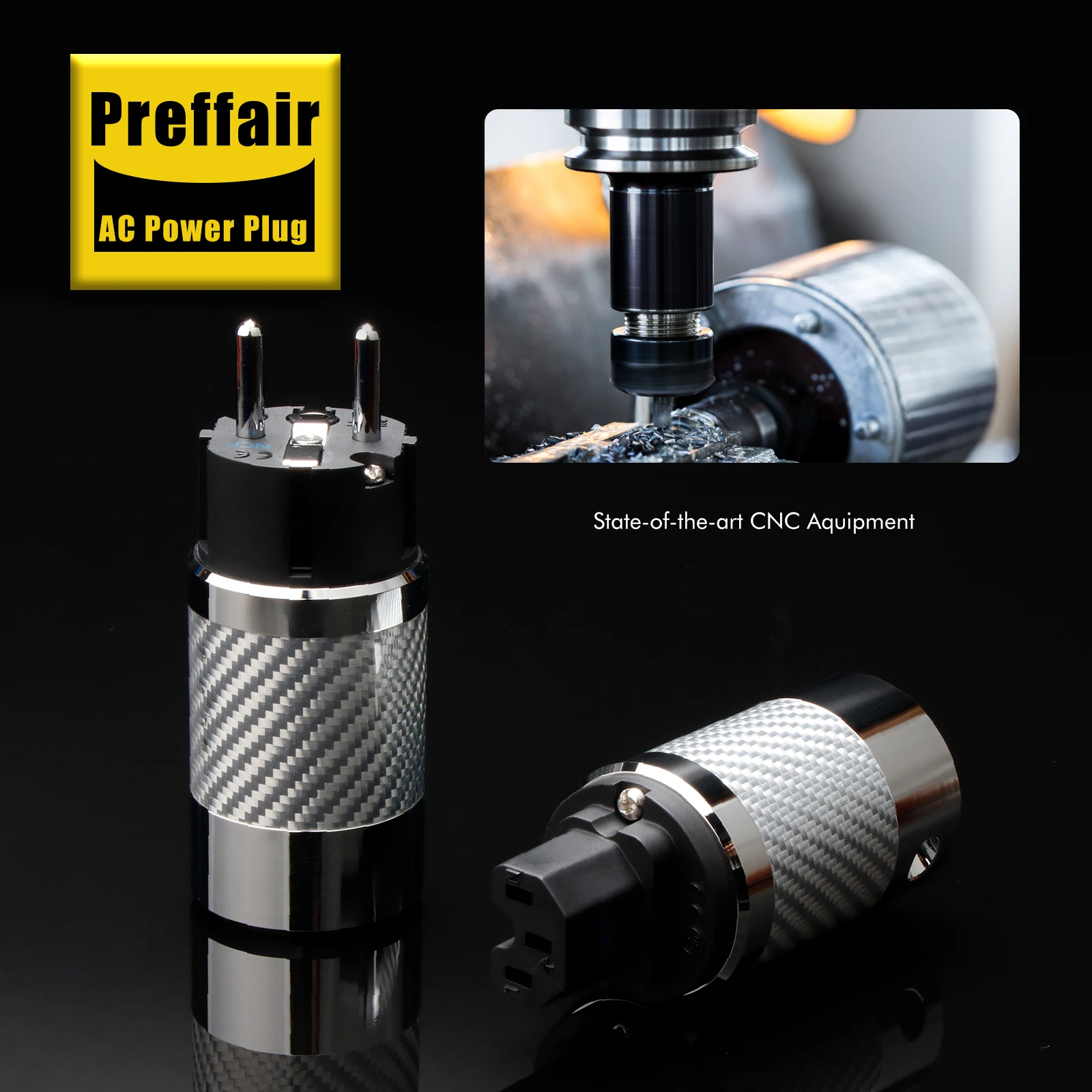 Schuko Power Plug Rhodium Plated Connector