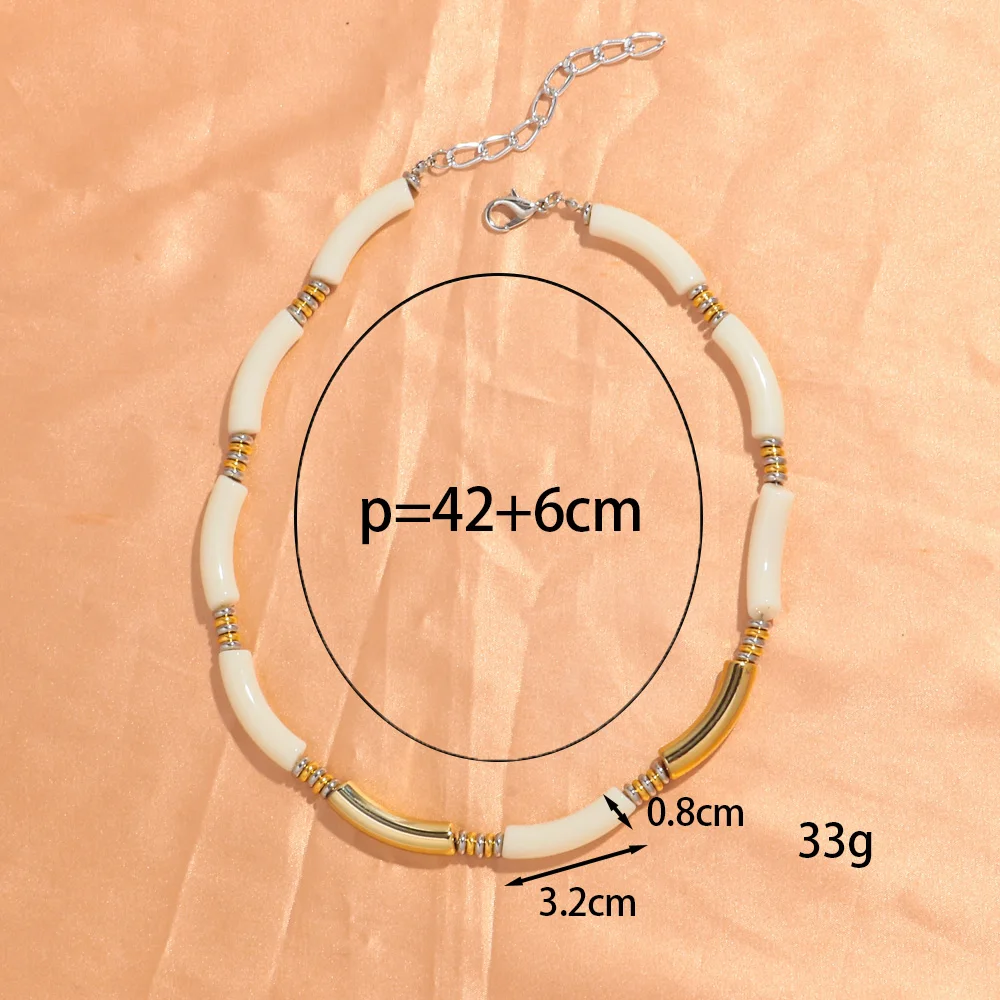 قلادة أكريليك رقيقة على شكل خيزران للرجال والنساء ، قلادة عنق أنبوبية منحنية ، مجوهرات فرنسية رائجة ، هدية ، جديدة