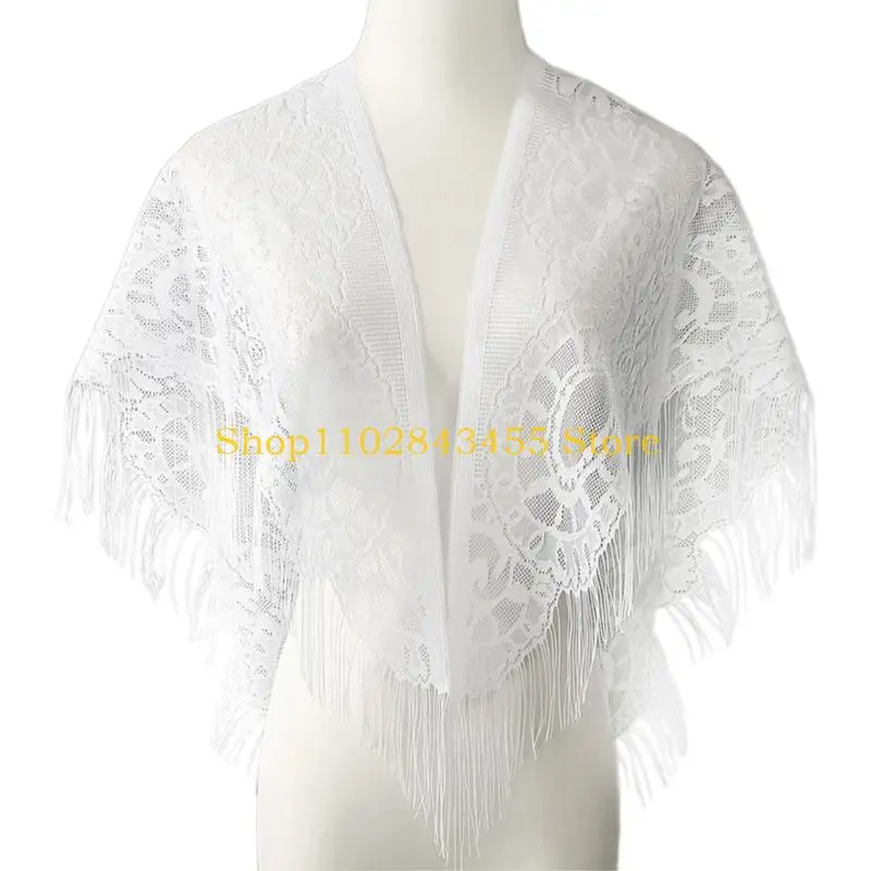 49MC Lace Pattern Scarf Soft Polyester Fabric Shawl Accessory For Women Casual Or Evening Wear