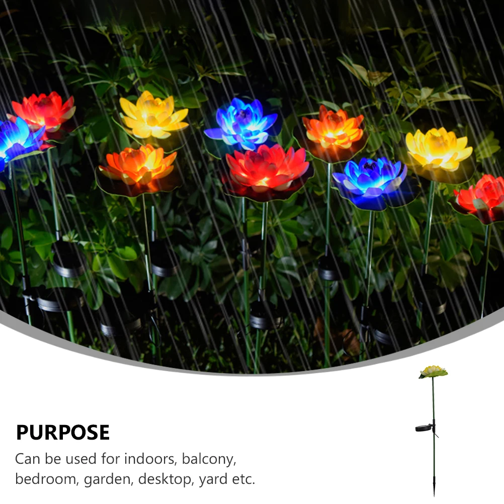 

1pc Power Lotus Lawn Stick Lamp Outdoor Stake Simulation Lotus Solar Garden Landscape Lamp Yard Ground Plug Decoration Ornament