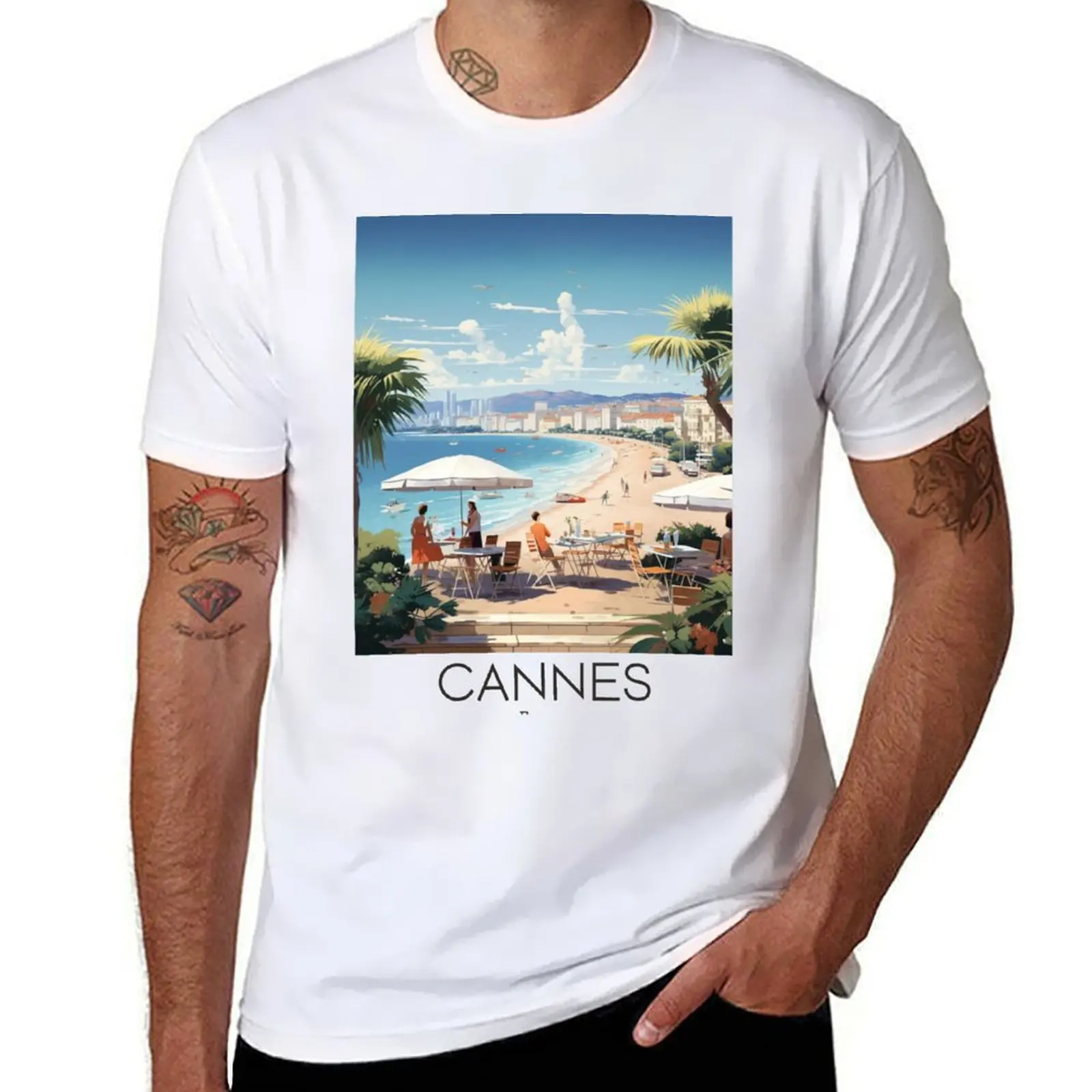 

A Vintage Travel Illustration of Cannes - France T-Shirt men t shirt cotton 100% funny t shirts dark humor T-shirt