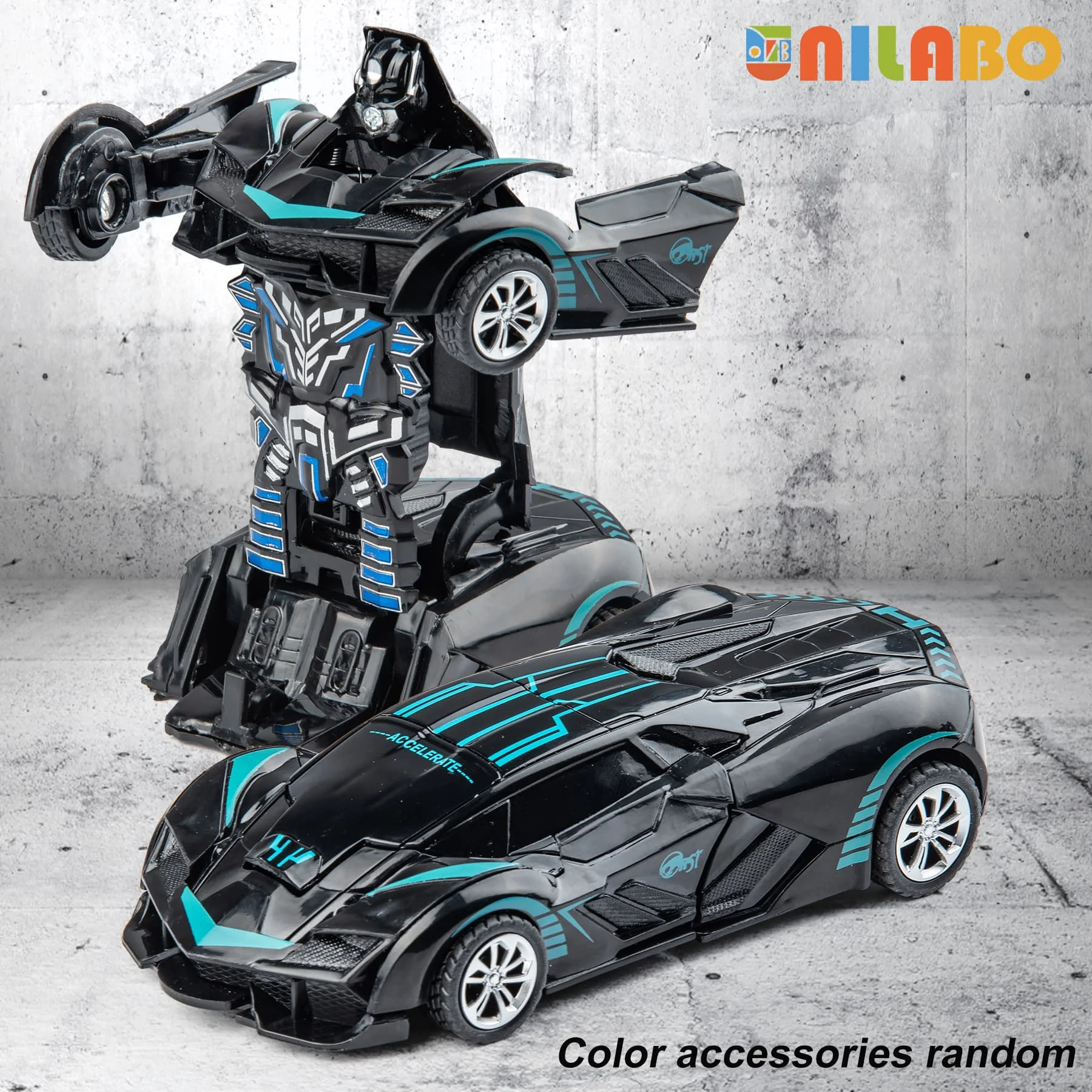 Transformable Robot Sports Car Toys, No Batteries, Educational Kids Gift, Colorful Model Vehicle for Play Learning