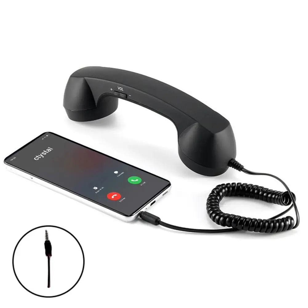 Tipo-c/3.5mm retro telefone receptor de telefone multifuncional receptor de telefone celular portátil para telefones pc receptor de telefone