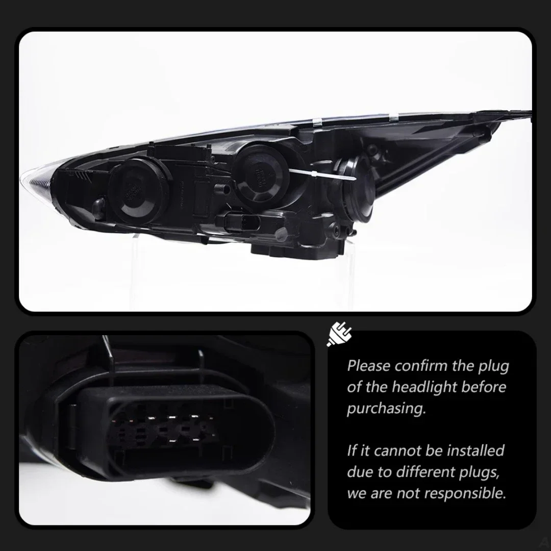 طقم الجسم المصباح الأمامي الوفير ضوء لفورد فوكس 2015-18 تعديل LED عدسة الهالوجين dubl النهار تشغيل ضوء بدوره إشارة #6