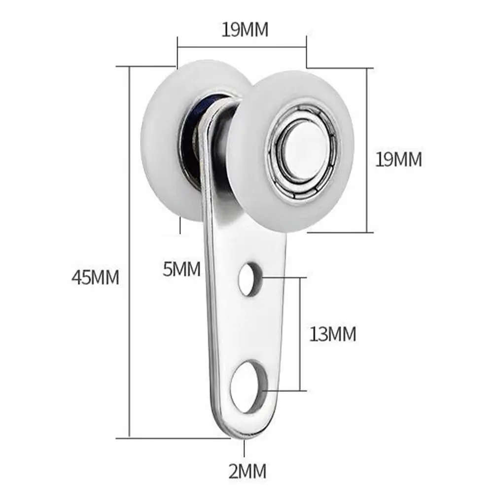 2Pcs Metal Sliding Door Pulleys Smooth Silent 40x19mm 60x19mm Bearing Pulley Block with Two Plastic Wheels Bearing Wheel