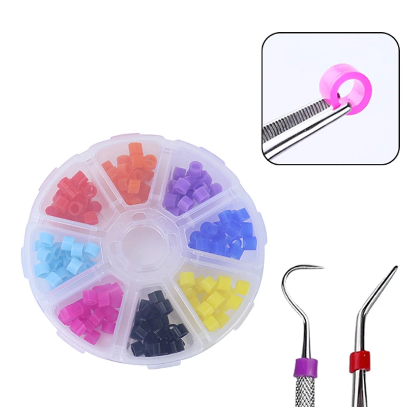 160Pcs/box Dental Code Rings Silicone Instrument Identification Code Distinction Circle Silicone Color Recognition Circle Rings