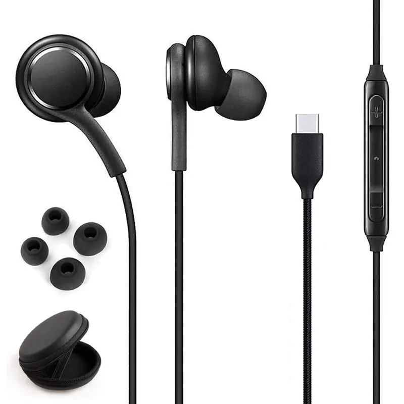 Проводные наушники-вкладыши с микрофоном для Samsung AKG, наушники-вкладыши типа C для Galaxy S24, S23, S22, S21, S20, Note20, складные наушники 6, 5, 4, 3, 2