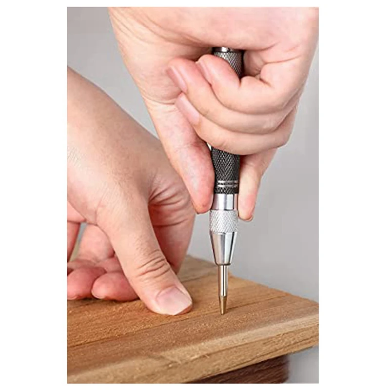 1Set Heavy Duty Automatic Center Punch 128Mm Spring Loaded Center Punch With Adjustable Effect Stamp For Metal Or Wood