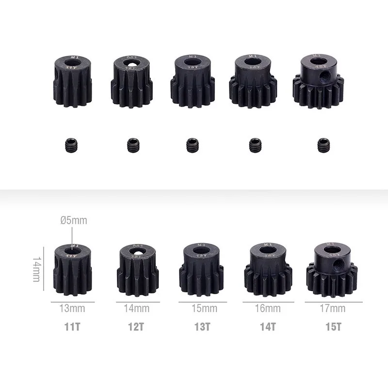 PYFORE Remote Control Model Car No. 45 Steel Hardened Black M1 5MM Hole Motor Tooth Motor Gear 11T-30T