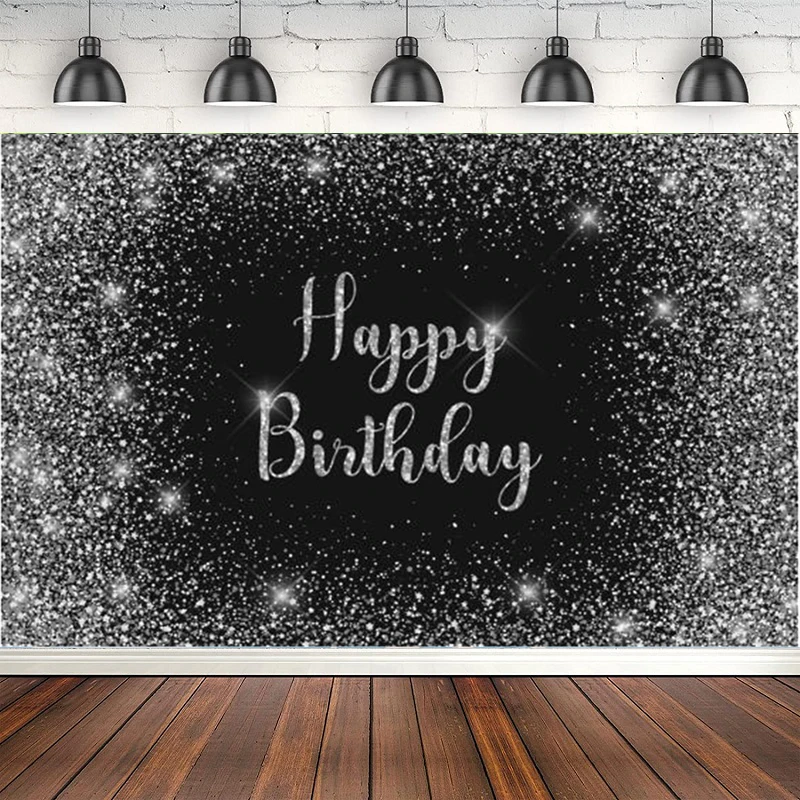 Photography Backdrop Happy Birthday Party White Spots Baby's Gift Black Board Background Poster Photophone For Decor Banner