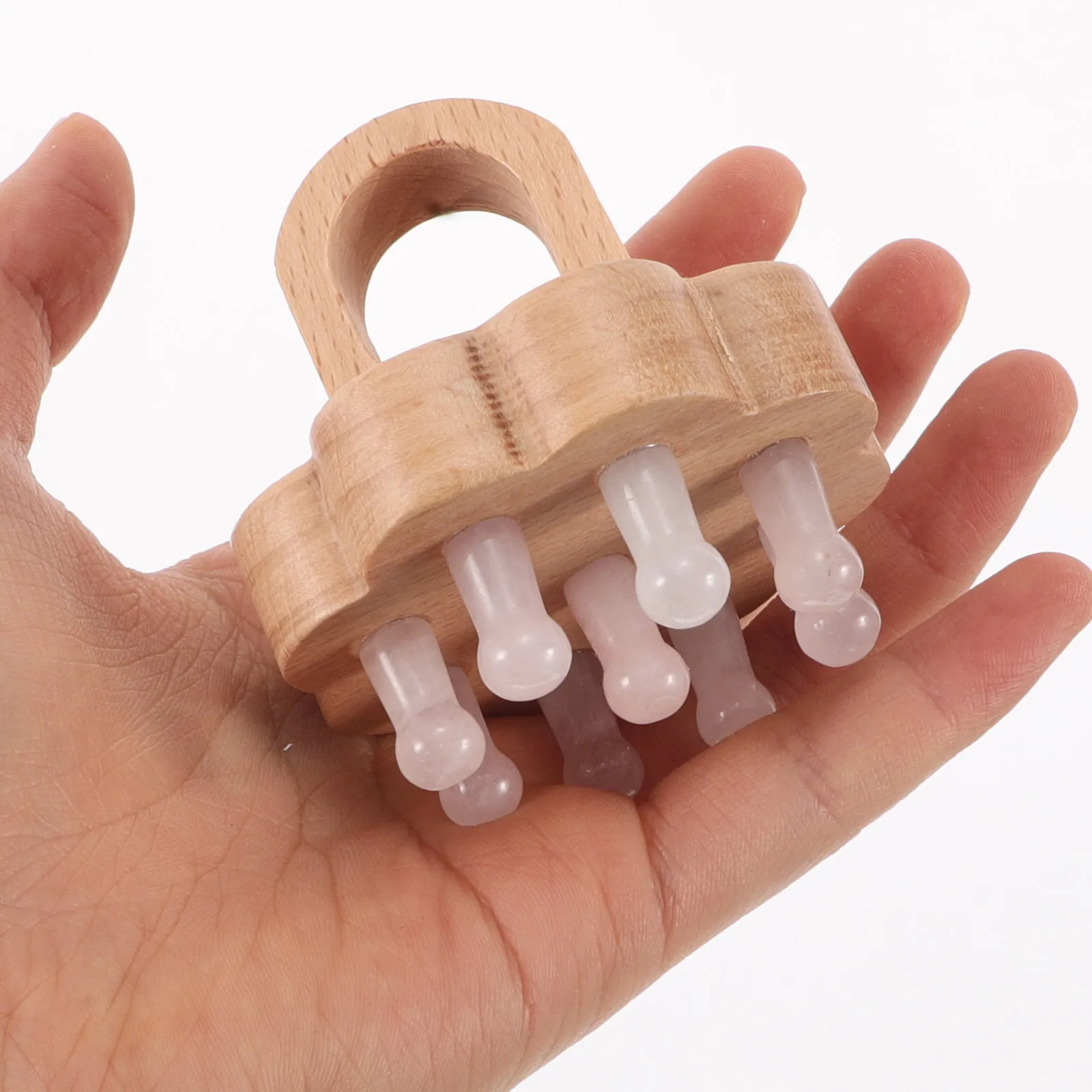 

Natural Quartz Massage Comb for Scalp and - Ergonomic Handle Handheld Gua Sha Tool for Women Facial Relaxation