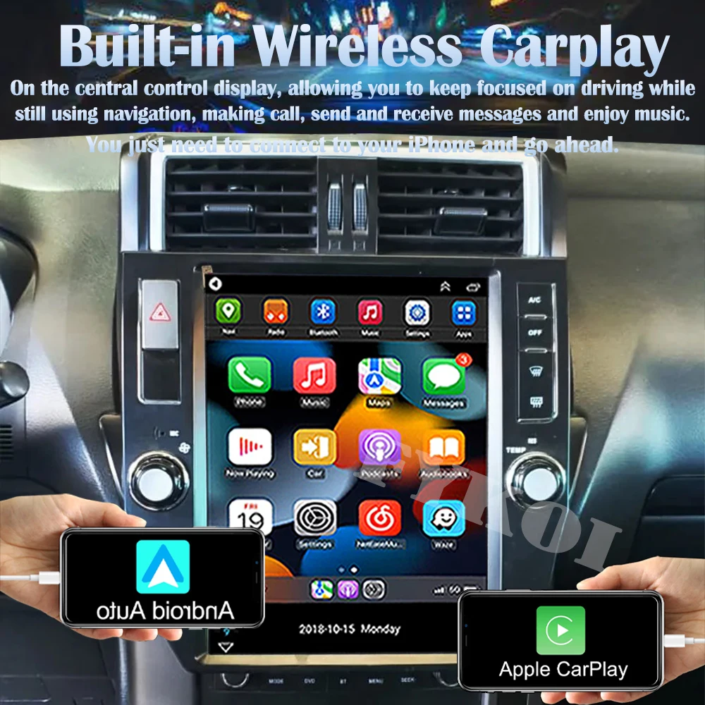 Android13 Toyota Land Cruiser Prado 150 2010-2017 차량용 라디오 자동차 멀티미디어 Tesla Screen Carplay 자동 블루투스 GPS 4G