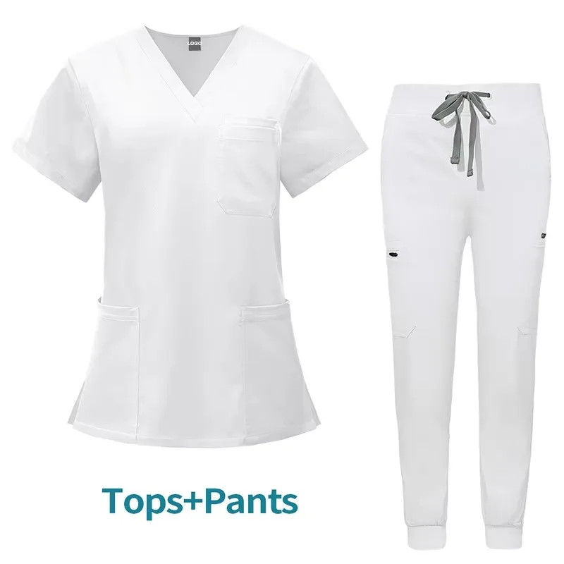 Custom Logo Breathe Elastic Multi Color V-Neckline Jogger Unisex Oral Hospital Beauty Salon Pet Surgical Hospital Uniform Sets