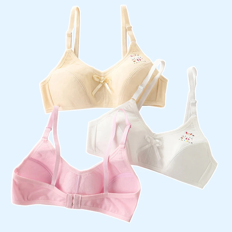 3Pcs Children's Breast Care Girls Bras Age 8-16 Years Cotton Sports Bra Teens Girls Sponge Cup Teenage Girl Underwear Kids Vest