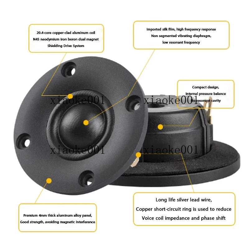 Altavoz Tweeter de 2 pulgadas, supercimetro de película de seda de 4 Ohm y 8 Ohm, 40W, altavoces magnéticos fuertes, unidad de altavoces para el hogar DIY