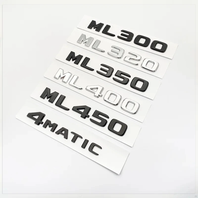 Black Silver Letters Emblem Car Fender Trunk Rear for W164 W166 ML300 ML350 ML400 ML450 ML500 Logo Sticker Accessories
