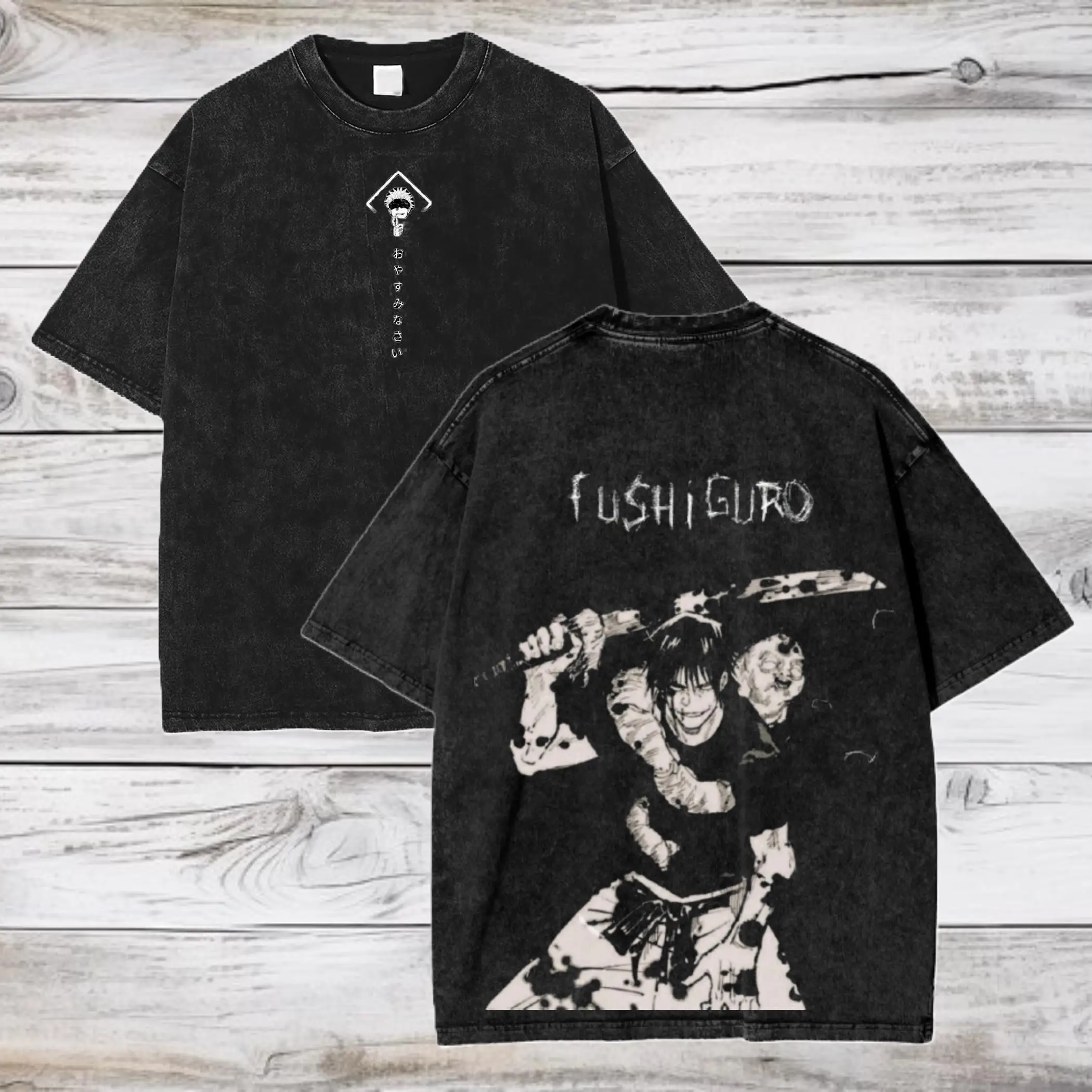 

Футболка большого размера с аниме Jujutsu Kaisen Acid Wash Toji Fushiguro, футболка в стиле аниме, подарок для него, с коротким рукавом, унисекс, для мужчин и женщин