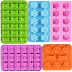 Puppy Dog Paw and Bone Silicone Molds Food Grade Baking Molds for Chocolate Jelly Ice Cube Dog Treats Biscuits Reusable Bakeware