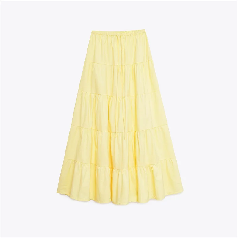 Autumn New Fashionable Simple Cotton Sub-splicing Mid-waist Dress