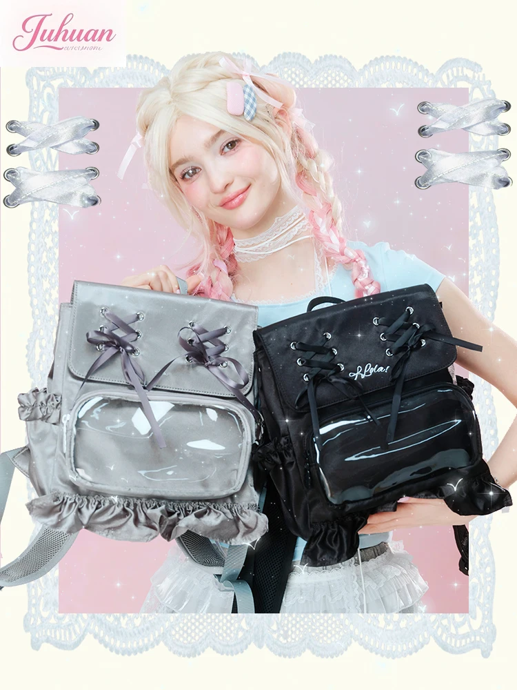 

2025 New Spring Summer Japanese Fashion Versatile Lta Bag Lolita Bow Ribbon Backpack Small Food Pain Bags Schoolgirl SchoolBag