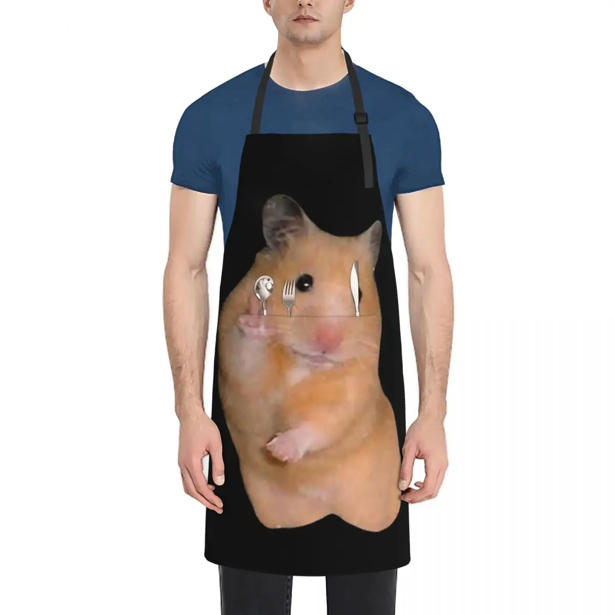 Hamster Meme With Peace Sign Apron Chef Cooking Baking Tablier Waterproof Bib Kitchen Cleaning Pinafore for Women Men Gardening