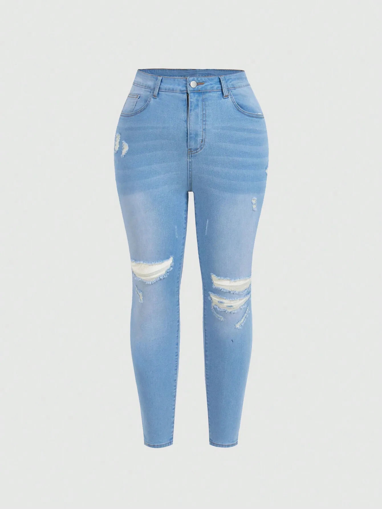 

Женские джинсы с высокой талией, облегающие, с эффектом потертости, для повседневной носки