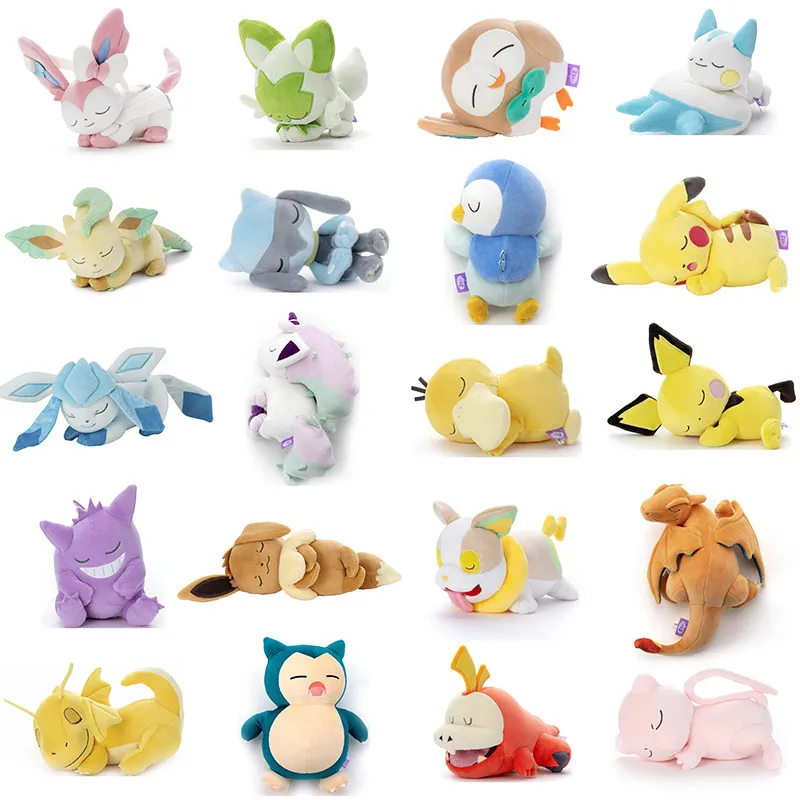 Takara Tomy Pokemon Sleeping Plush Sylveon Lucario Sprigatito Charizard Leafeon Eevee Snorlax Pikachu Soft Stuffed Doll Gift