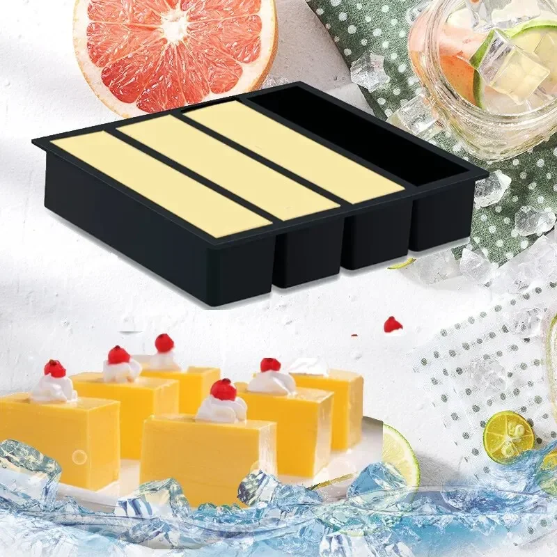4er-Set riesige Silikon-Eiswürfelformen: Lange Streifen & quadratische Formen für Whiskey – Ungiftige, langlebige große Eisformen für Bar & Cocktail – Detail 5