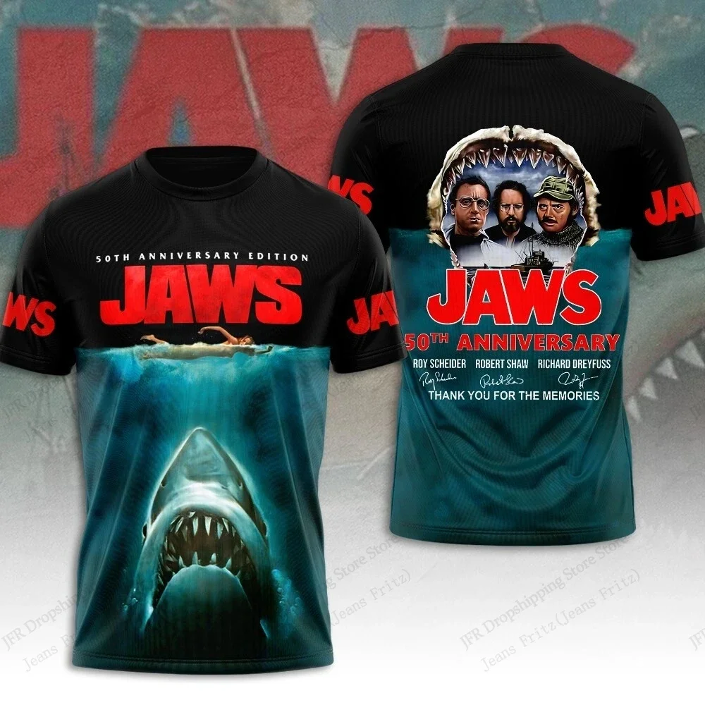3D Print Sports Quick-dry Breathable Men T-shirt Movie Jaws Fashion Hip-hop Street Harajuku Rock Casual Classic Short Sleeve Top