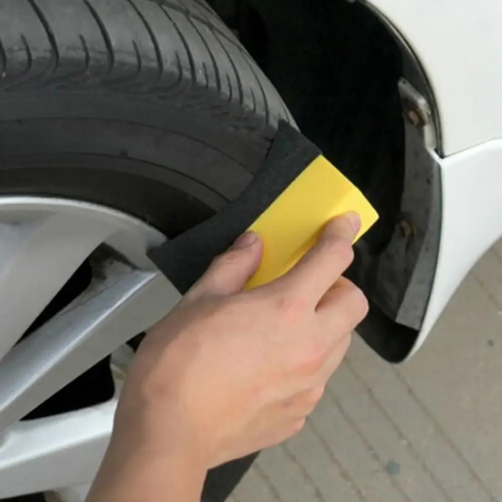 Car Wheel Polishing Waxing Sponge Brush With Cover ABS Washing Cleaning Tire Contour Dressing Applicator Pads Detail Accessories