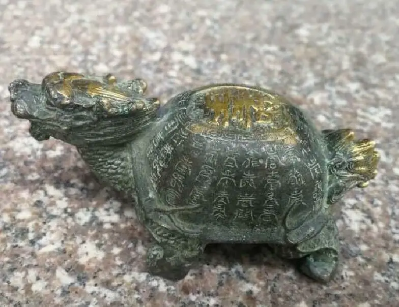 

Old China Chinese Fengshui Bronze Dragon Turtle Tortoise Longevity Lucky Statue