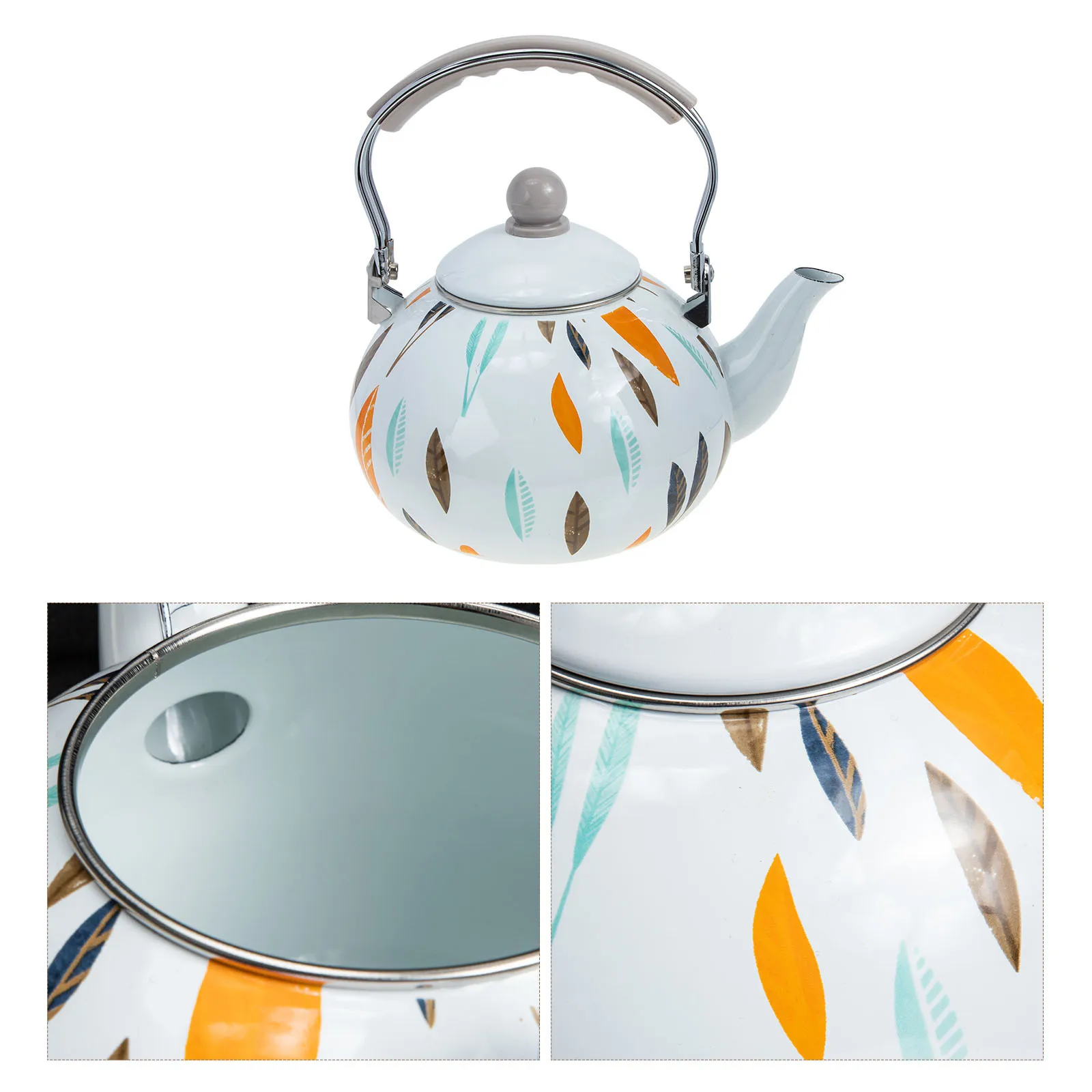 

Vintage Enamel Tea Kettle Antiscalding Handle Fast Heating Efficient Brewing Food Grade Enamel Material Streamlined