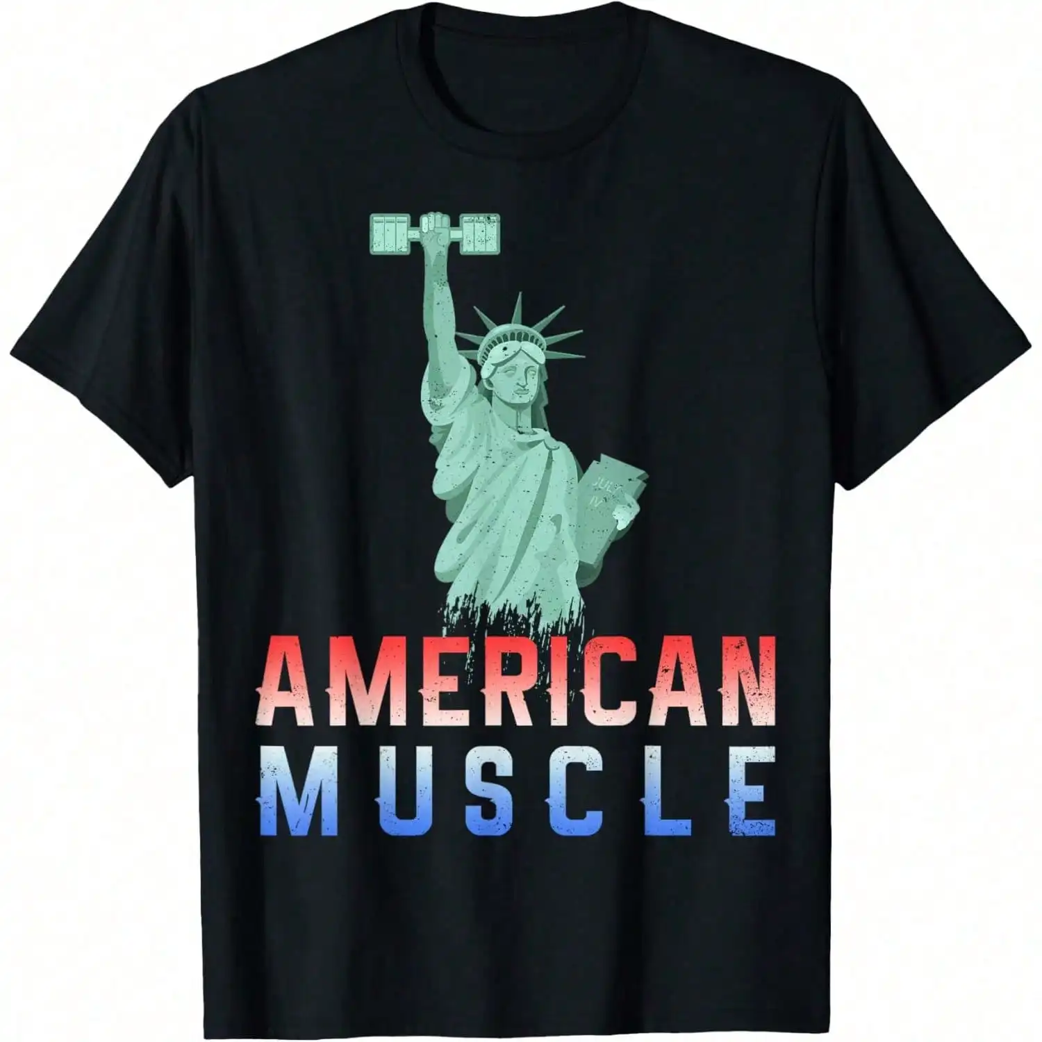 American Muscle Funny Statue Of Liberty Men's Summer Casual T-Shirt, Street Hip Hop Style T-Shirt All-Season Wear Individuality Unisex Top